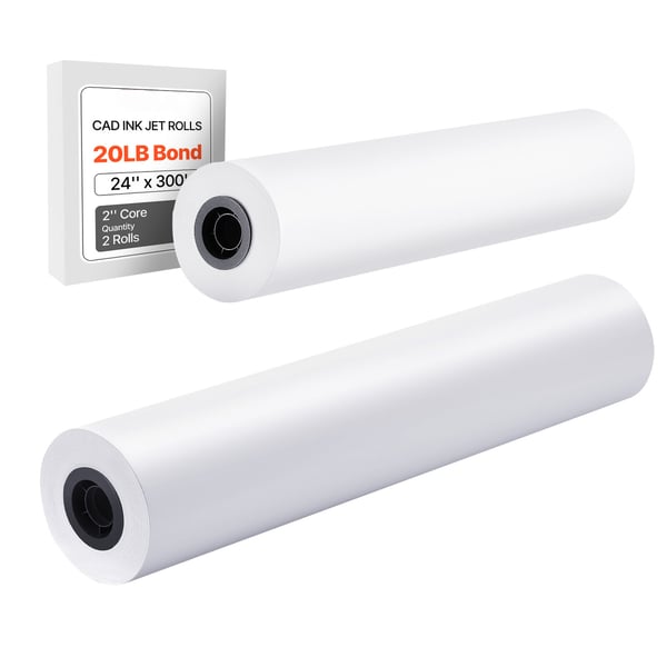 Breda pappersrullar, 609,6x9140 cm, klarvit, 80 g/m², träfiber