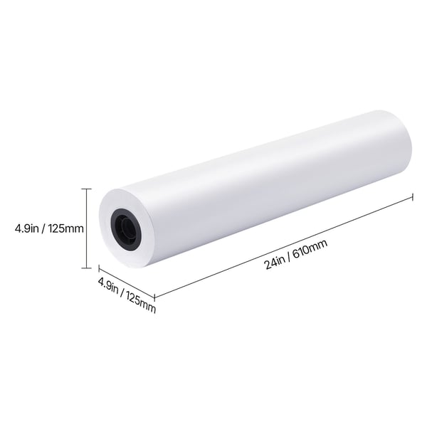 Bredformat papiruller, 609,6x9140 cm, Klarhvid, 80 g/m², Træmasse