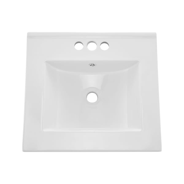 Badeværelsesvask, halvt nedfældet rektangulær keramik, 51x46.5x17 cm, hvid