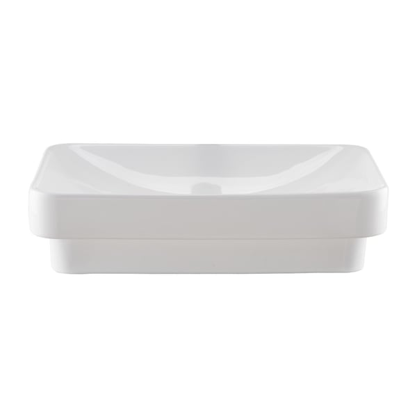 Badeværelsesvask, halvt nedfældet rektangulær keramik, 49x30,5x12 cm, hvid