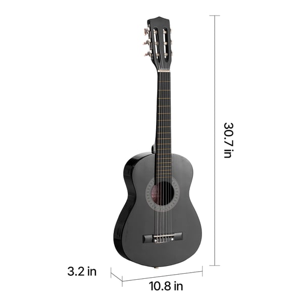 Klassisk guitar 78 cm sort, basswood, startpakke
