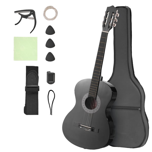 Klassisk guitar 96 cm sort, basswood, startpakke Klassisk guitar 96 cm sort, basswood, startpakke