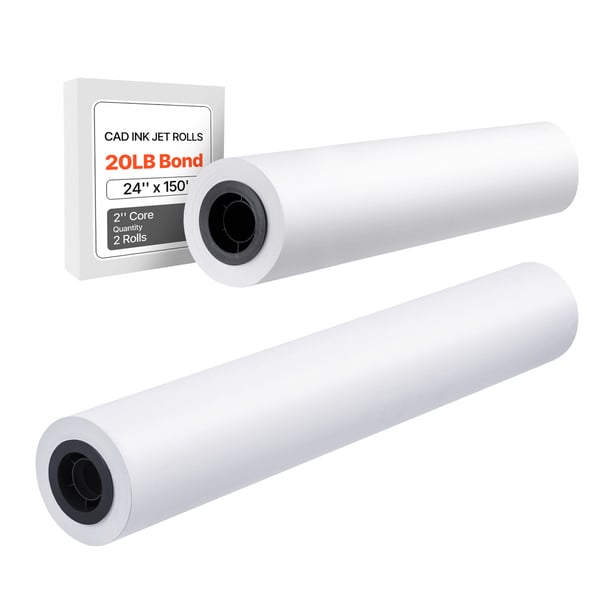 Bredformat Papirrulle, 609,6x4570 cm, Klar Hvid, 80 g/m², CAD Bond