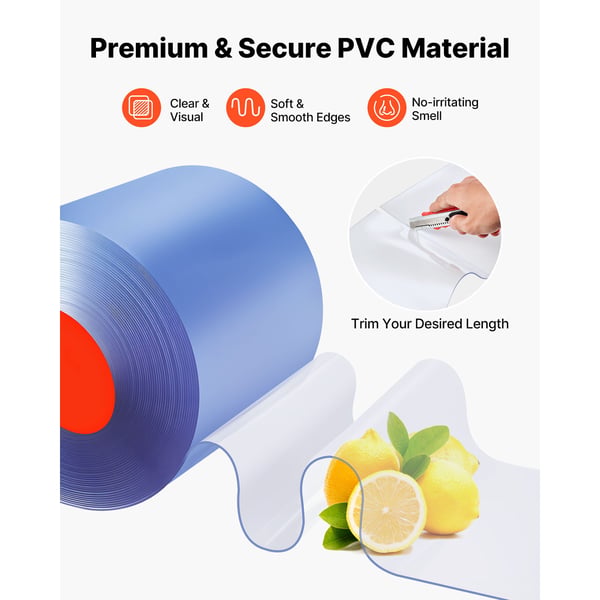 PVC-stripgardin, 30,8x0,305 m, Klar, Plastdörrremsa