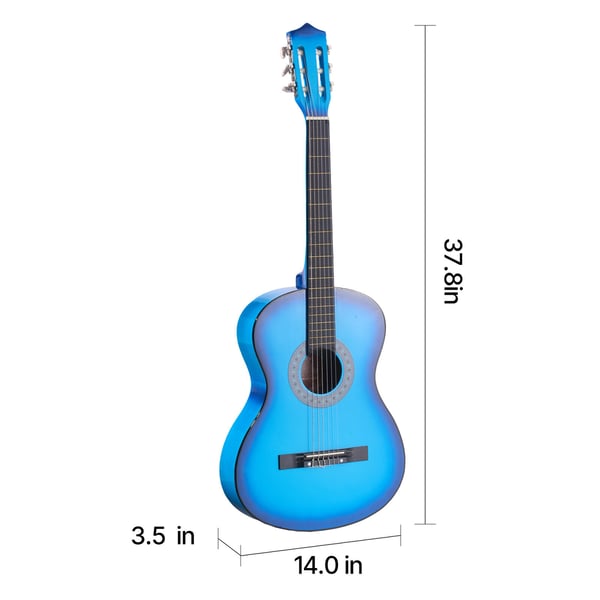 Klassisk guitar 96 cm blå, træ, startpakke