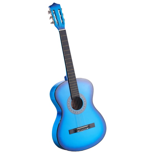Klassisk guitar 96 cm blå, træ, startpakke