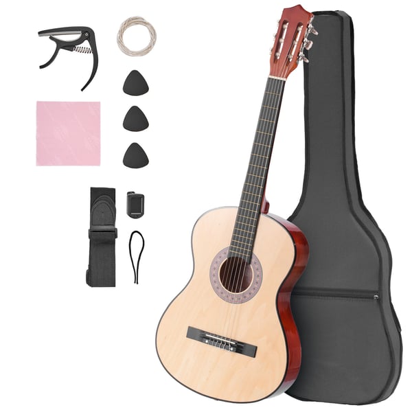 Klassisk guitar, 96 cm, naturtræ, startpakke Klassisk guitar, 96 cm, naturtræ, startpakke