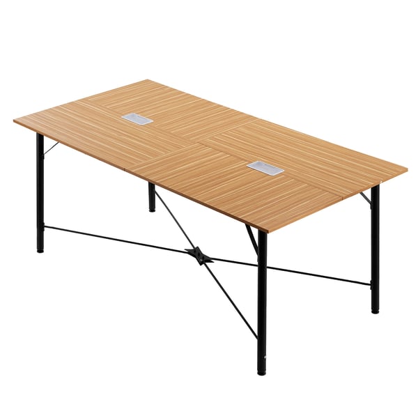 Konferencebord, 180x90x75 cm, Brun, Metalben Konferencebord, 180x90x75 cm, Brun, Metalben