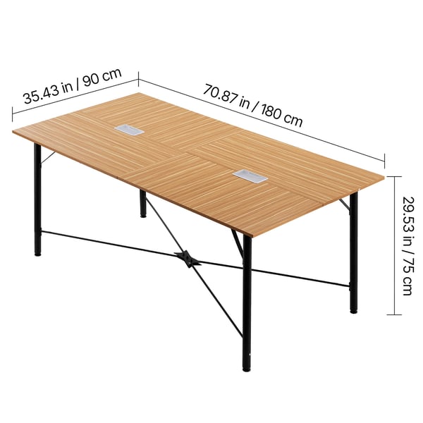 Konferencebord, 180x90x75 cm, Brun, Metalben