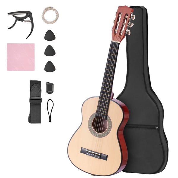 Klassisk guitar 78 cm træ startsæt natur