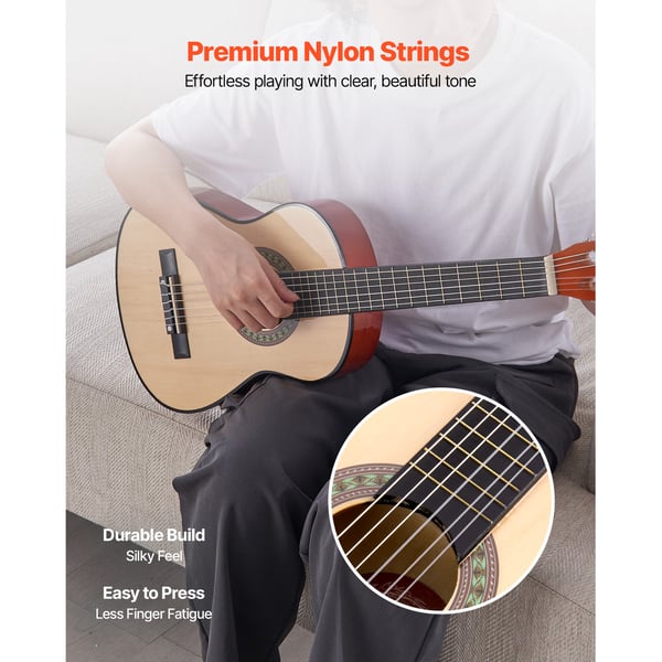 Klassisk guitar 78 cm træ startsæt natur