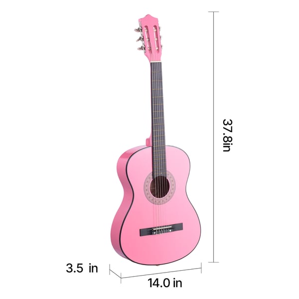 Klassisk guitar, 96 cm, pink, træ, startpakke