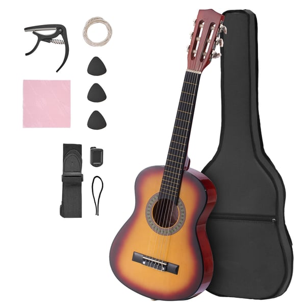 Klassisk guitar, 78 cm, sunburst, basswood startsæt Klassisk guitar, 78 cm, sunburst, basswood startsæt