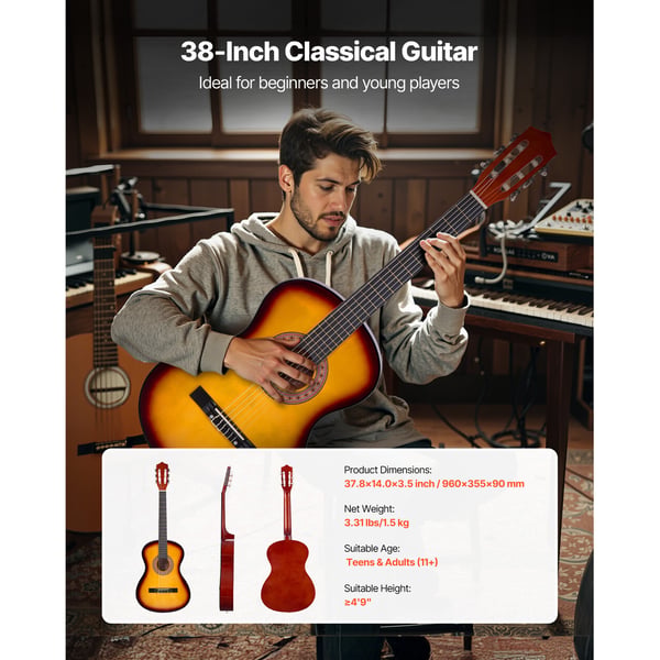 Klassisk guitar, 96x36 cm, Sunburst