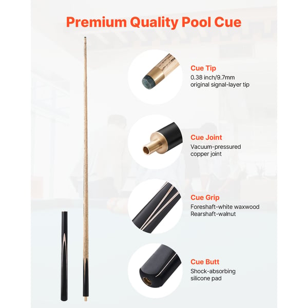 Snookerqueue, 145x3,1x0,95 cm, Brun