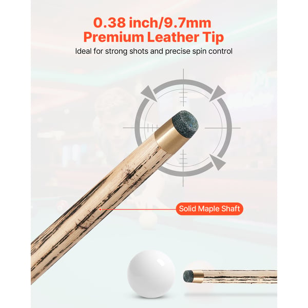 Snookerqueue, 145x3,1x0,95 cm, Brun