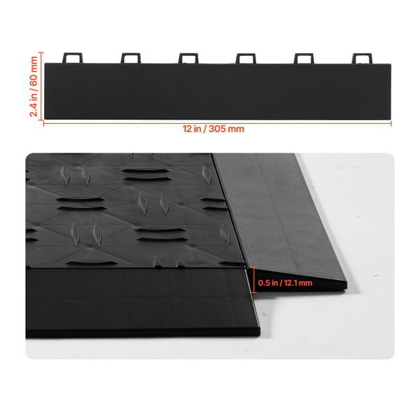 Autotallin lattian reunasarja, 15-osainen lukittuva PP, 30.5x6x1.2 cm, musta