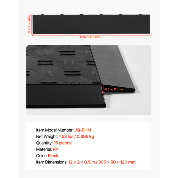 Garagegolv Kantlist Kit, 305x50x12,1 mm, Svart