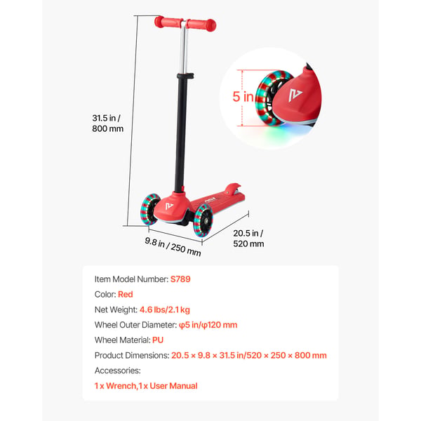 Sparkcykel, 52x25x80 cm, Röd
