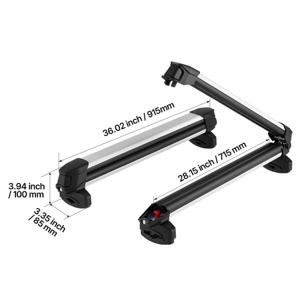 Skid- och snowboardtakräcke, 91,5x8,5x10 cm, Svart