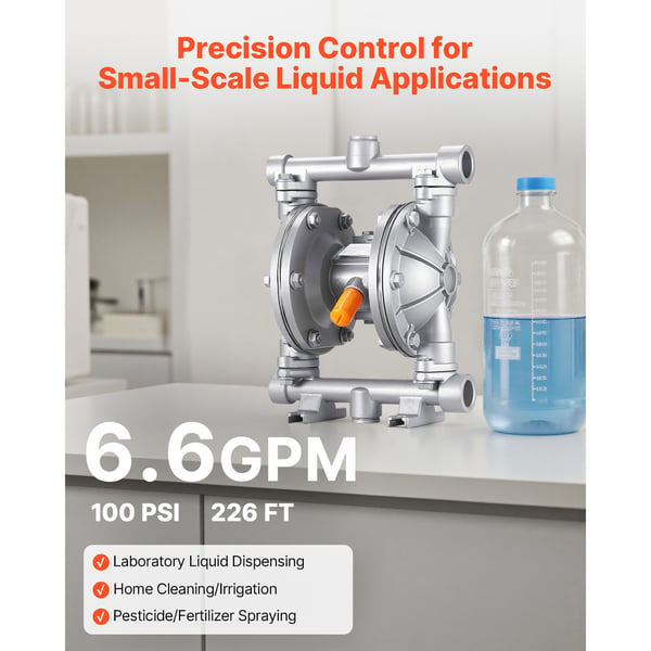 Dubbelmembranpump, luftdriven, 24.98 l/min, aluminium