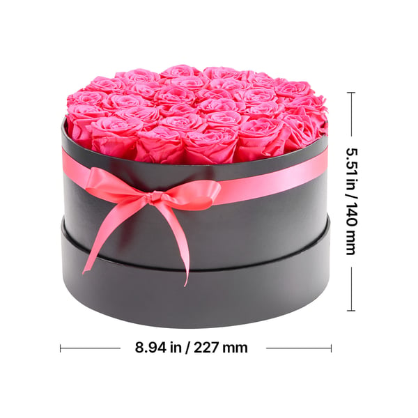 Konserveret blomsterbuket, 27 roser, 22,7x22,7x14 cm, rød