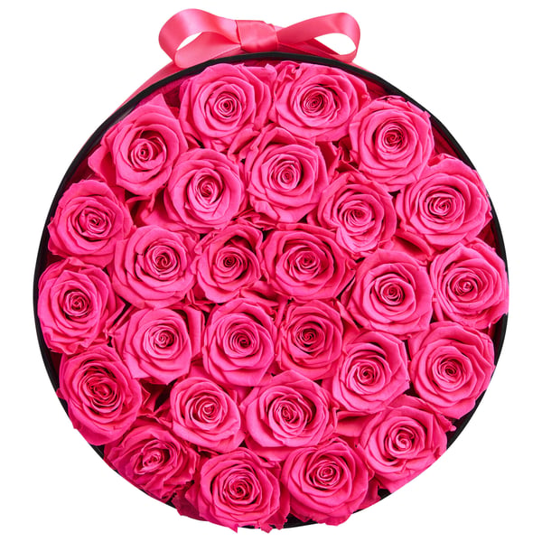 Konserveret blomsterbuket, 27 roser, 22,7x22,7x14 cm, rød