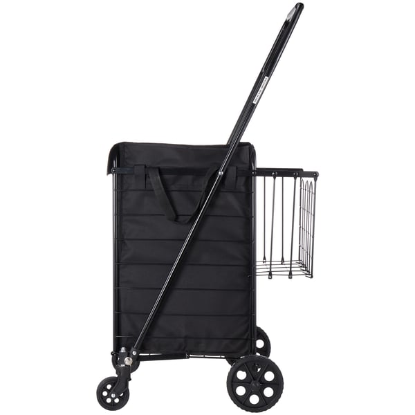 Shoppingvagn, Fällbar transportvagn, 54x52.5x100 cm, Svart, Metall