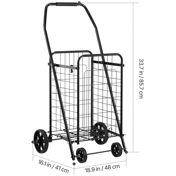 Shoppingvagn, Fällbar transportvagn 48x41x85,7 cm, Svart, Metall