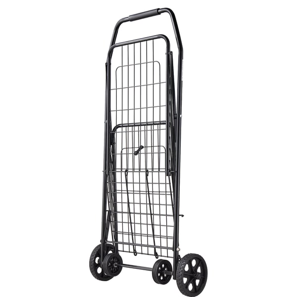 Shoppingvagn, Fällbar transportvagn 48x41x85,7 cm, Svart, Metall