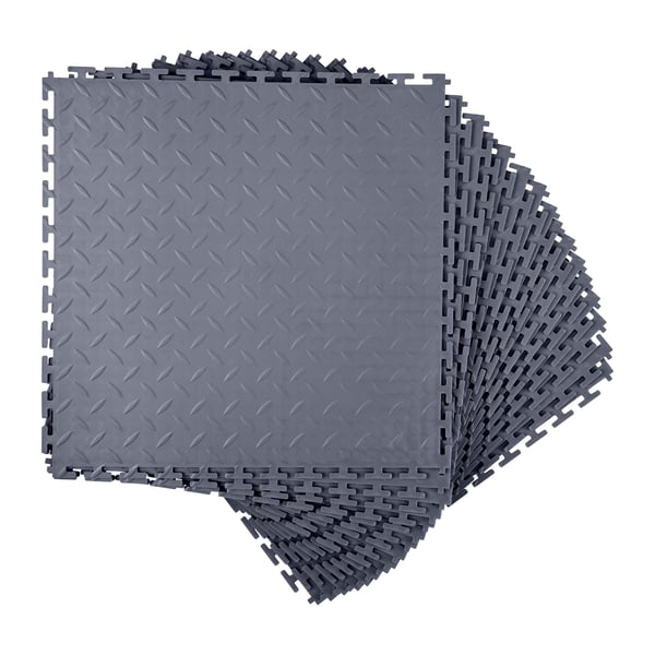 Autotallin lattialaatat 51,3x51,3x0,5 cm harmaa, PVC, liukuestepinta