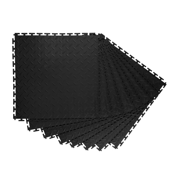Garage gulvfliser, 51,3x51,3x0,5 cm, sort, PVC