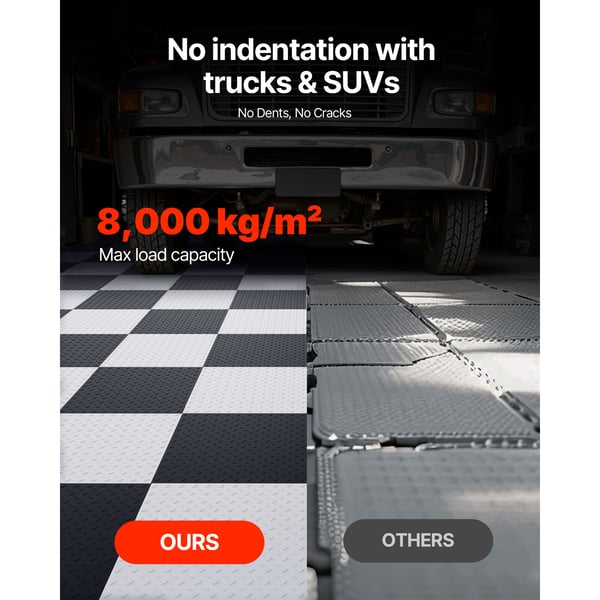 Garage gulvfliser, 51,3x51,3x0,5 cm, sort, PVC