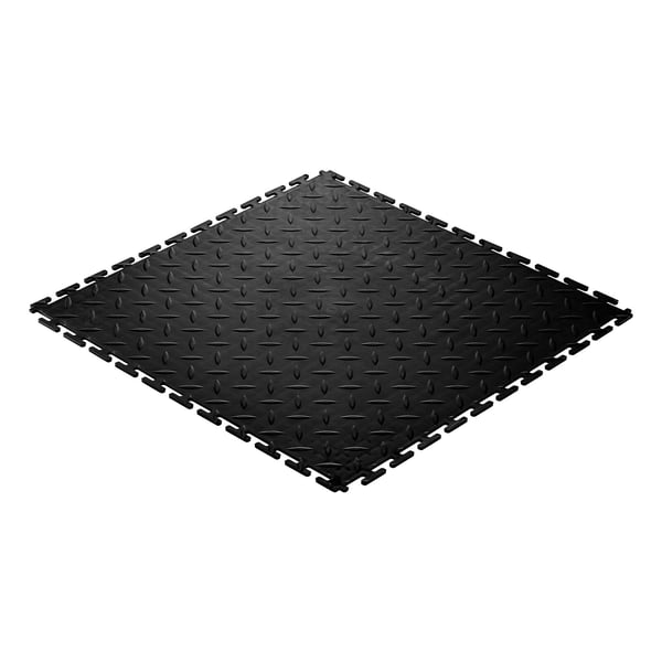 Garage gulvfliser, 51,3x51,3x0,5 cm, sort, PVC