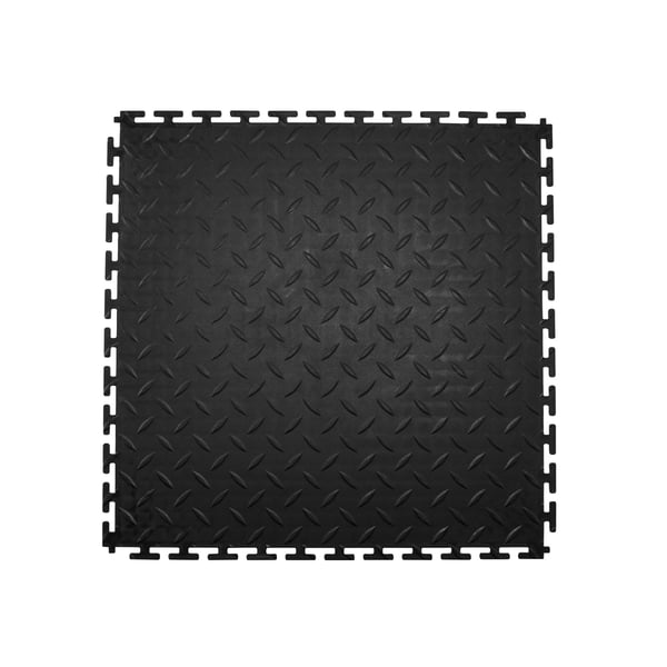 Garage gulvfliser, 51,3x51,3x0,5 cm, sort, PVC
