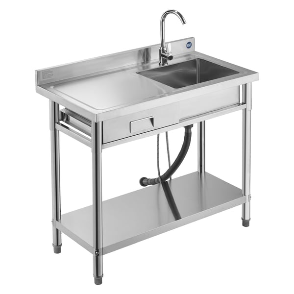 Vaskebord, 100x50x94 cm, Rustfrit stål, Opbevaringsskuffe