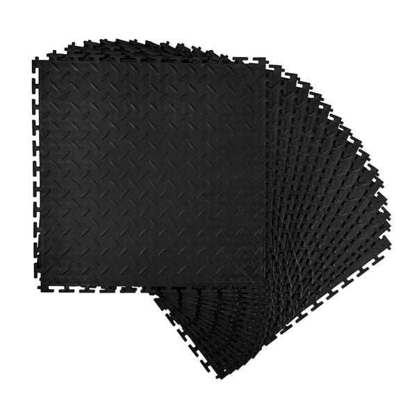 Garagegolvplattor, 51.3x51.3x0.5 cm, Svart, PVC