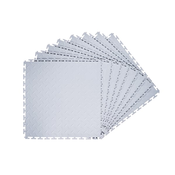 Garagegulvfliser, 51,3x51,3x0,5 cm, Sølv, PVC