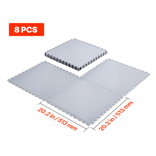 Garagegulvfliser, 51,3x51,3x0,5 cm, Sølv, PVC