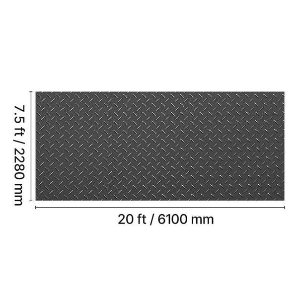 Garagegulvmåtte, 228x610 cm, Sort, PVC