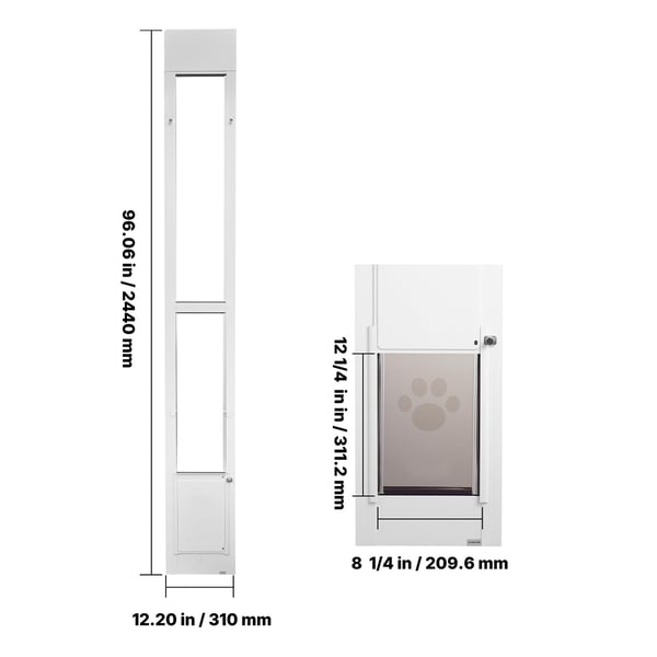Hundelem, 2311x2439 mm justerbar højde, 209.6x311.2 mm lem, hvid, aluminiumlegering