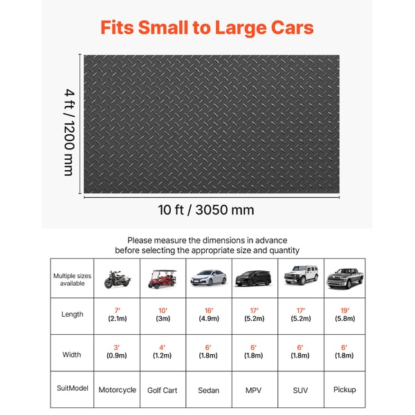 Garagegolvmatta, 120x305 cm, Svart, PVC