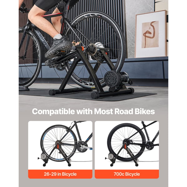 Cykeltræner, 6 niveauer modstand, 55.5x59x41 cm, sort, sammenklappelig magnetisk
