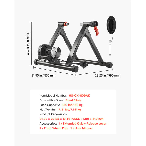 Cykeltræner, 6 niveauer modstand, 55.5x59x41 cm, sort, sammenklappelig magnetisk