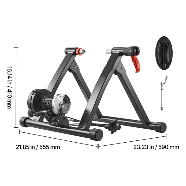 Cykeltræner, 6 niveauer modstand, 55.5x59x41 cm, sort, sammenklappelig magnetisk
