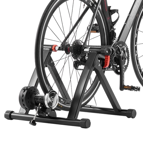 Cykeltræner, 6 niveauer modstand, 55.5x59x41 cm, sort, sammenklappelig magnetisk