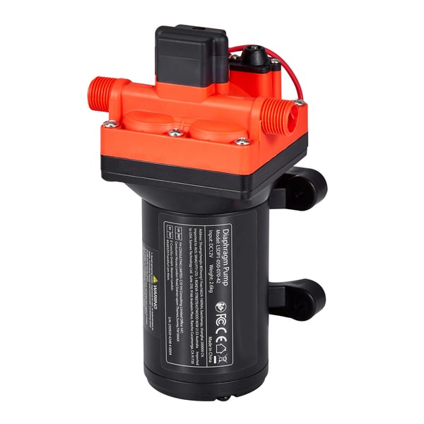 Vandpumpe, 12V DC 18,9 L/min 4-kammer selvansugende membran, sort, til campingvogn og marine