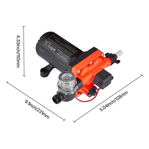 Vandpumpe, 12V DC 18,9 L/min 4-kammer selvansugende membran, sort, til campingvogn og marine