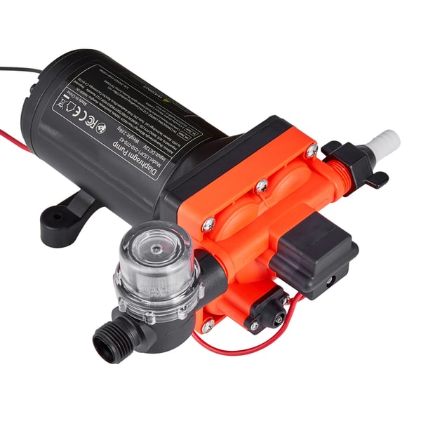 Vandpumpe, 12V DC 18,9 L/min 4-kammer selvansugende membran, sort, til campingvogn og marine