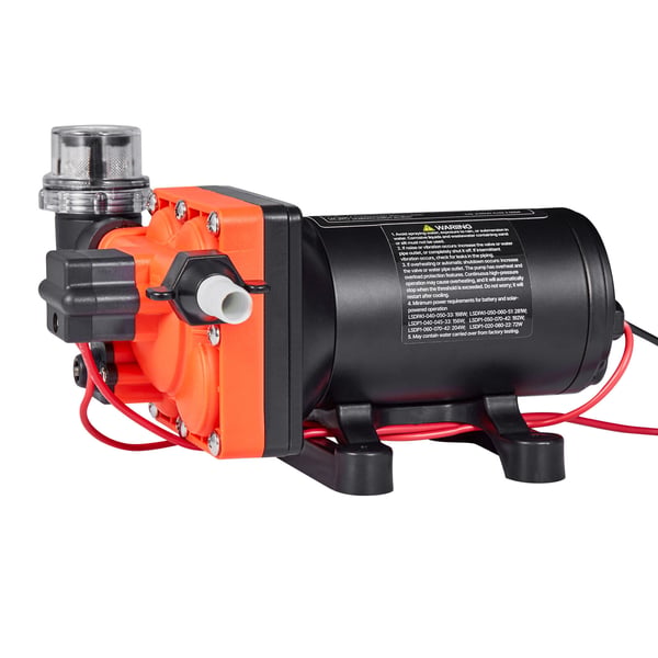 Vandpumpe, 12V DC 18,9 L/min 4-kammer selvansugende membran, sort, til campingvogn og marine